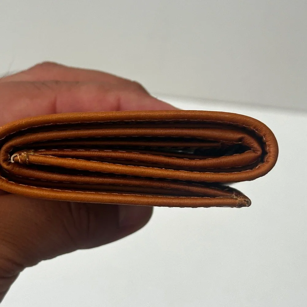 Artisan Handmade Leather Trifold Wallet Rustic Saddle Tan Mens